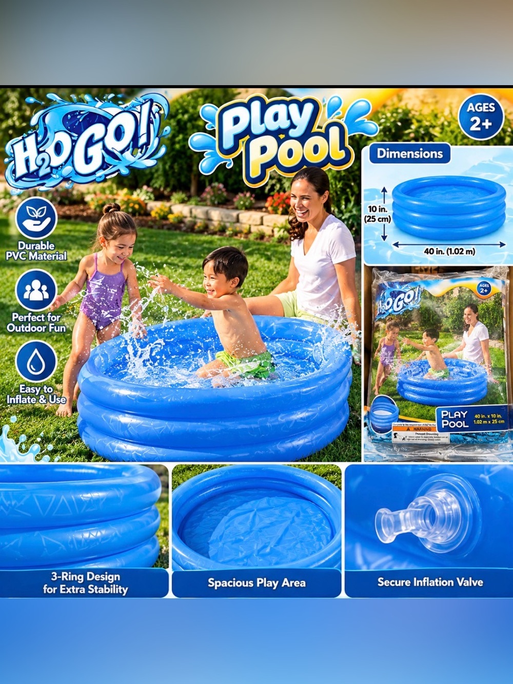 Blue Inflatable Kids Play Pool